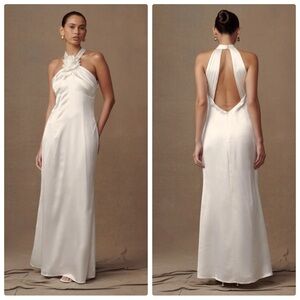 Meshki Dylan Rose Halter Maxi Dress - White Size Small